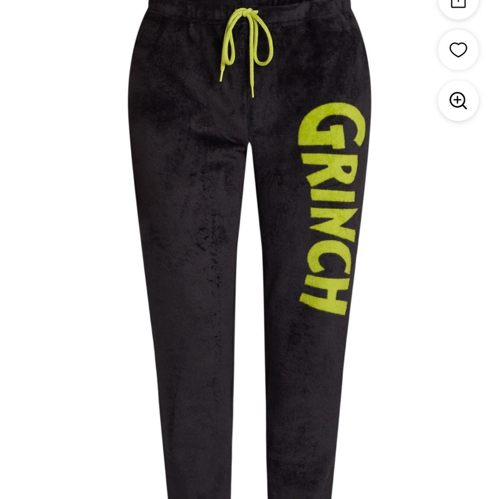 Dr. Seuss Black and Green Grinch Pants fuzzy cozy pajama pants casual bottoms XS - Picture 5 of 6